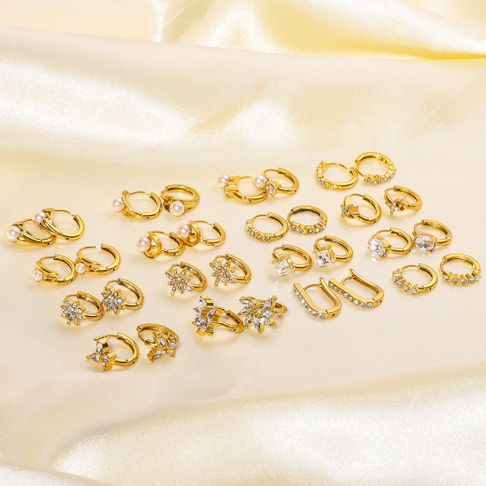 Wholesale  Stainless Steel Earrings 18K Gold Earrings Set