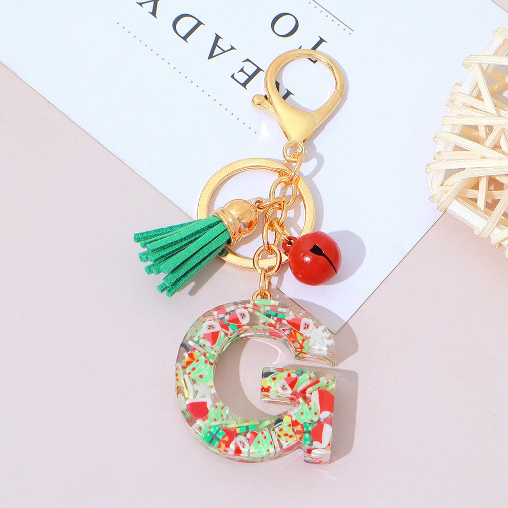 Wholesale Resin English Letter Keychain with Tassel Festive Holiday Party Bag Charm