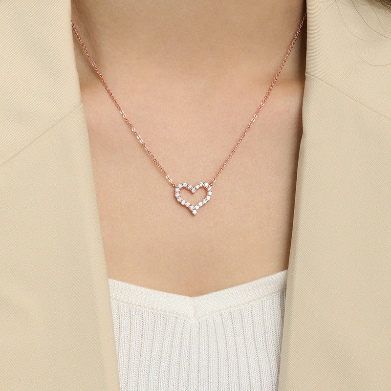 Wholesale 18K All-match Peach Heart Clavicle Chain Rose Gold Love Necklace
