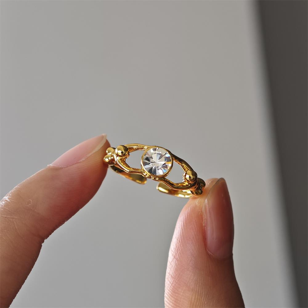 Wholesale  light luxury design zircon open adjustable ring