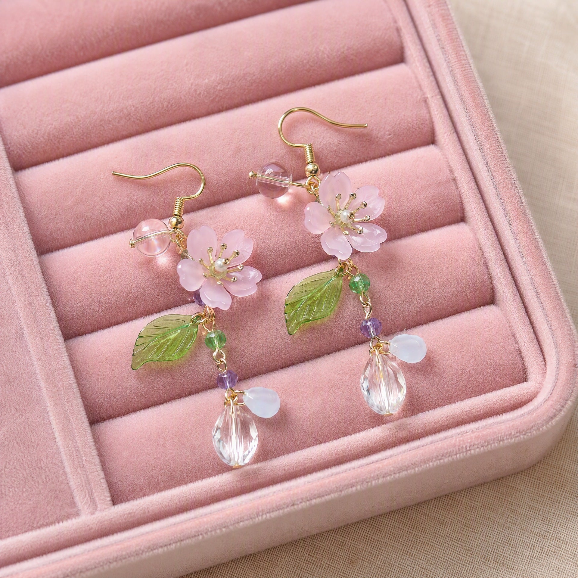 Wholesale French Style Floral Tassel Earrings Long Dangle Acrylic Jewelry Fashion Accessory Boutique Resale