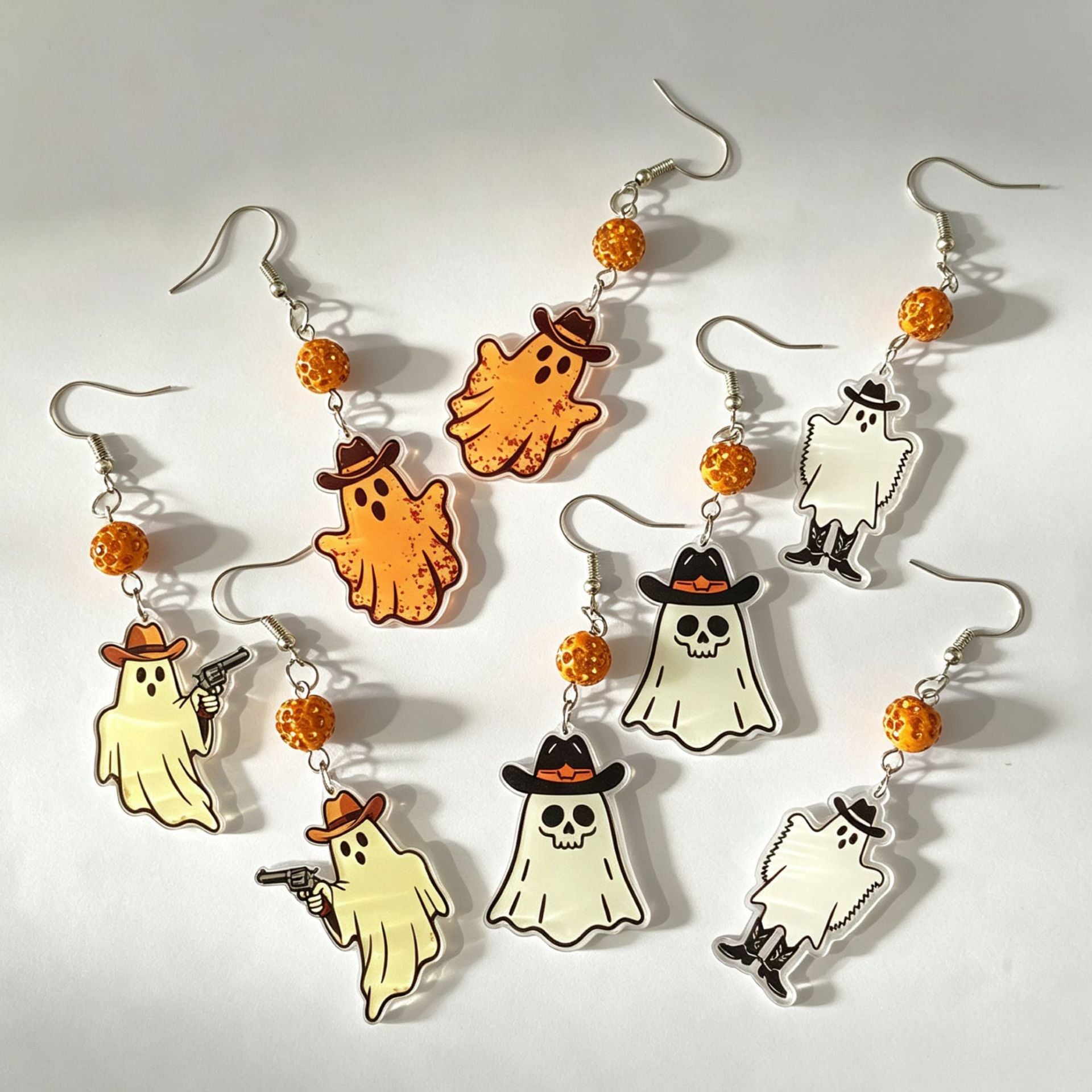 Wholesale Acrylic Earrings Asymmetric Ghost Cute Cartoon for  Party Jewelry Accessory