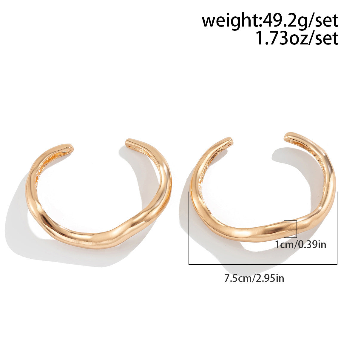Wholesale Irregular Lava Design Gold Polished Alloy Open Bangle Set Chic Jewelry Accessory For Boutique Resale