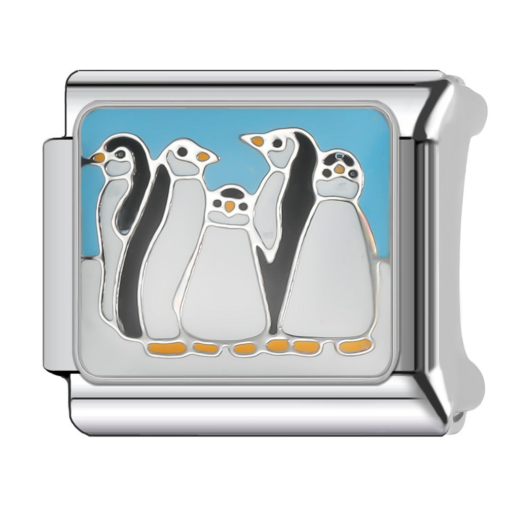 Wholesale Italian Charm Bracelet 9mm DIY Splicing Cute Animal Series Stainless Steel Composable Bracelet