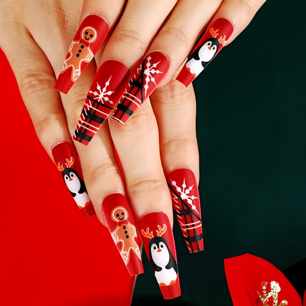 Wholesale 24 Pieces/ box Christmas  Doll Penguin Nail