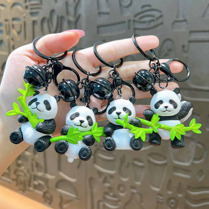 Wholesale Cartoon Hugging Bamboo Panda PVC Keychain Lanyard Keychain ACC-KC-YanG006