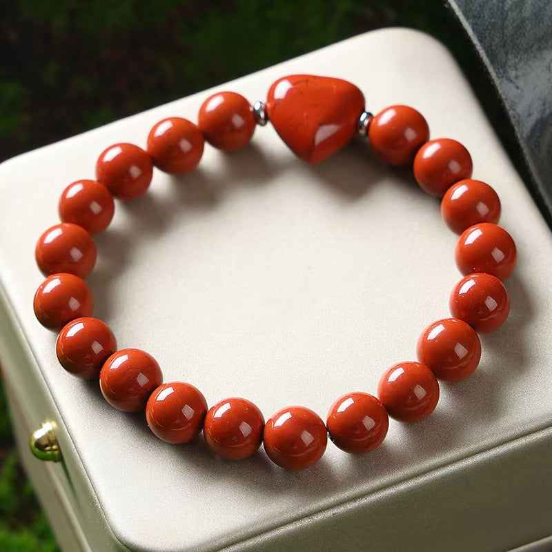 Wholesale Trendy Natural Stone Heart Shaped Bracelet Tiger Eye Amethyst Lapis Lazuli Obsidian Beaded Unisex Gift