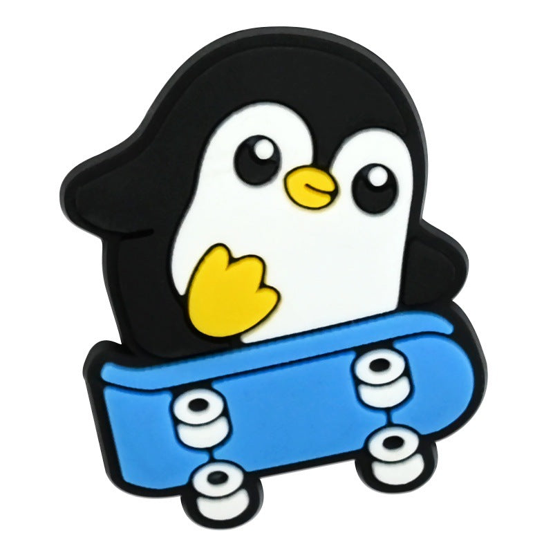 Wholesale   Random 100pcs Creative Cartoon Penguin Series PVC Soft Rubber Shoe Buckle Decoration