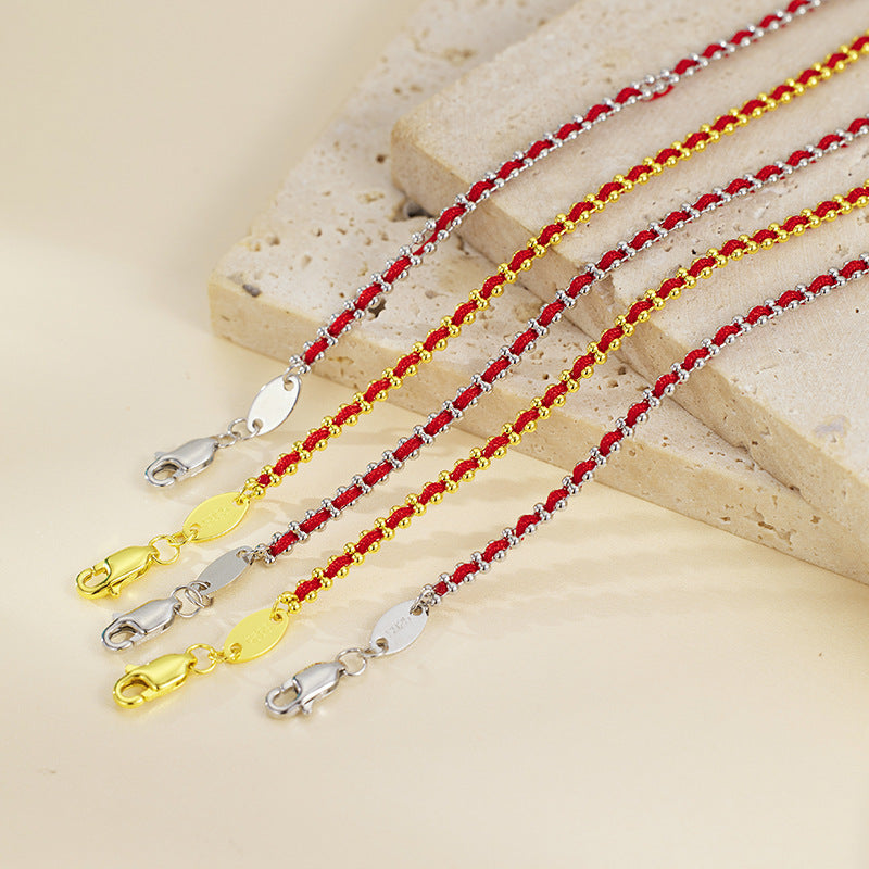 Wholesale Trendy Lucky Red String Woven Bracelet For Women White Gold Tone Accent Casual Everyday Jewelry Accessory Gift Boutique Resale