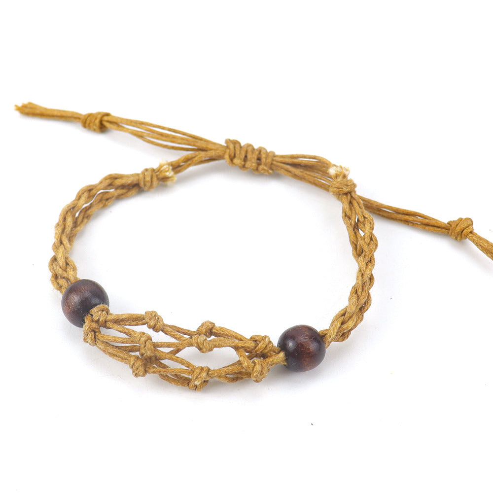 Wholesale Natural Stone Crystal Handwoven Mesh Bag Bracelet Adjustable Retractable Mesh Bag ACC-BT-HanX001