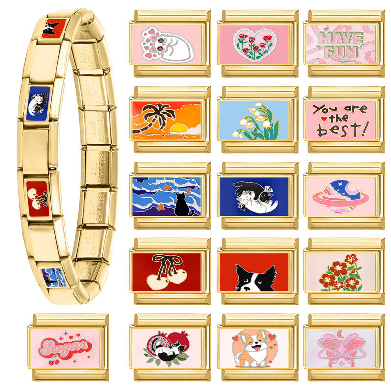 Wholesale Italian Charm Bracelet 9mm DIY Splicing Cute Creative Stainless Steel Composable Bracelet