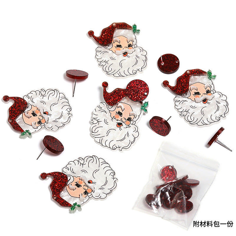 Wholesale 10pcs Christmas Handmade Santa Claus Elk Acrylic Earrings ACC-ES-BLG002