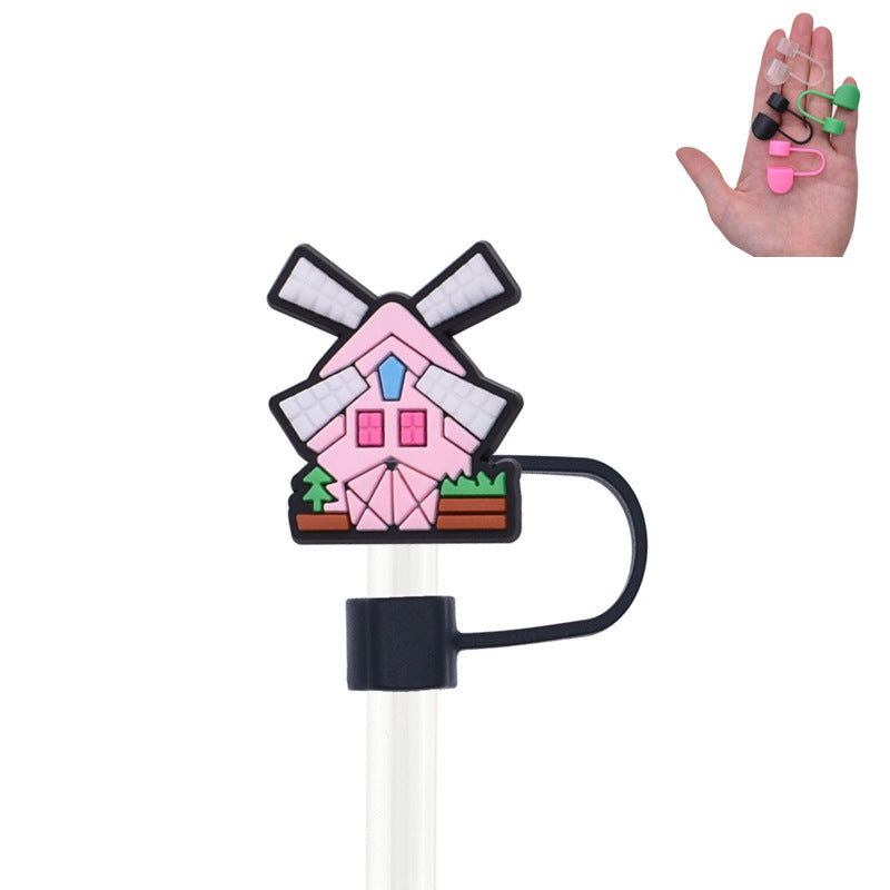 Wholesale Random 100pcs Cute Cow PVC Soft Straw Tube Cap