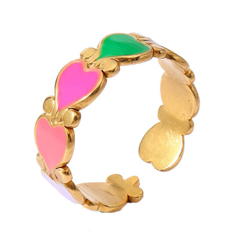 Wholesale Oil Dripping Star Leaf Stainless Steel Ring 18k Gold Plated Rings ACC-RS-MuC012