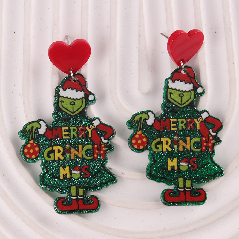 Wholesale Christmas Tree English Clown Acrylic Earrings