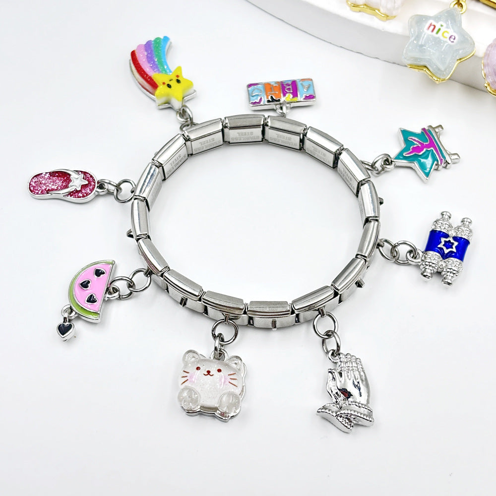Wholesale  Italian Charm Bracelet 9mm DIY Pendant Series  Creative Stainless Steel Composable Bracelet