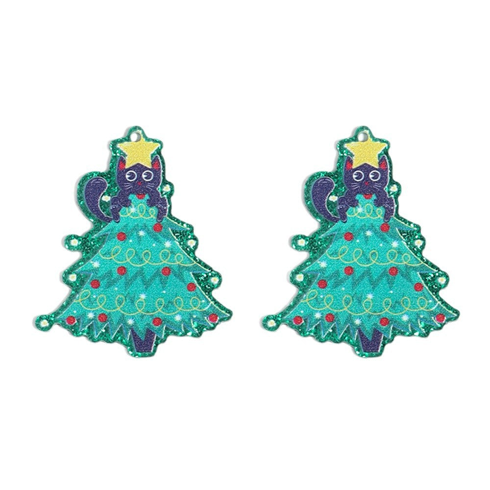 Wholesale 10pcs Acrylic Single-sided Printed Christmas Tree Pendant