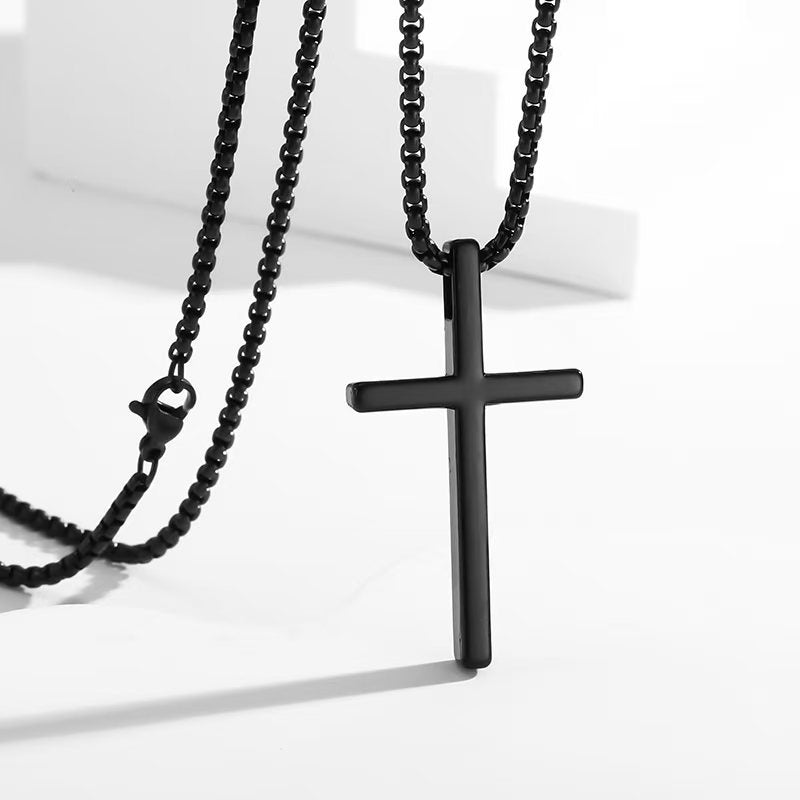 Wholesale Smooth Cross Pendant Men's Necklace
