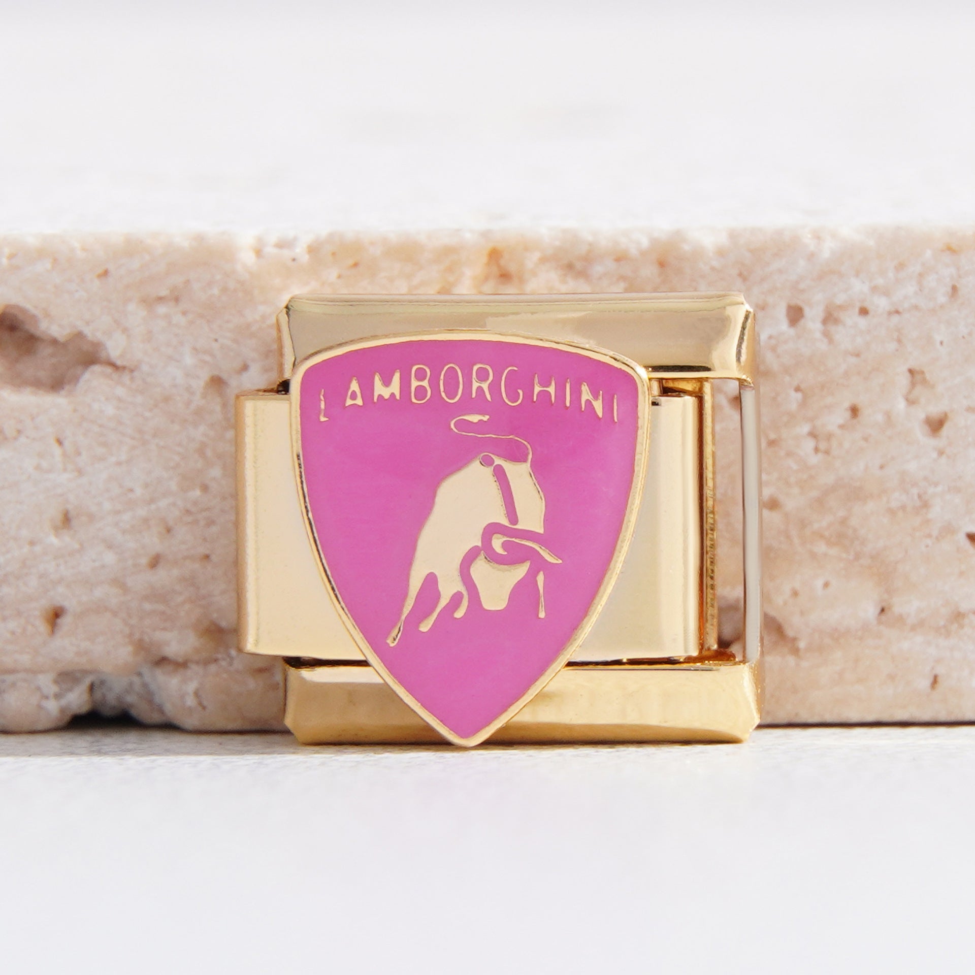 Wholesale Italian Charm Bracelet 9mm DIY Splicing Pink Car Logo Stainless Steel Composable Bracelet