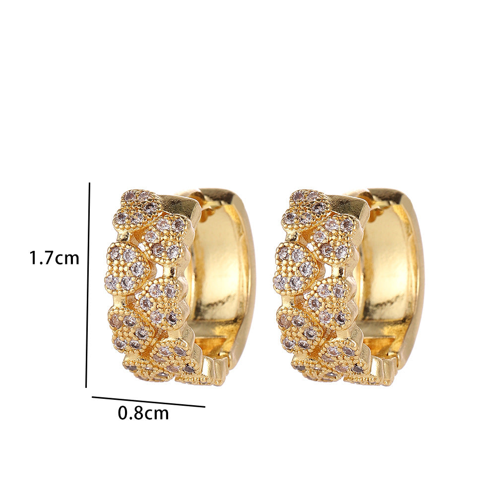 Wholesale Modern Butterfly Flower Earrings With Micro Set Zircon 18K Gold Plated Copper Fashion Party Gift Jewelry Accessory