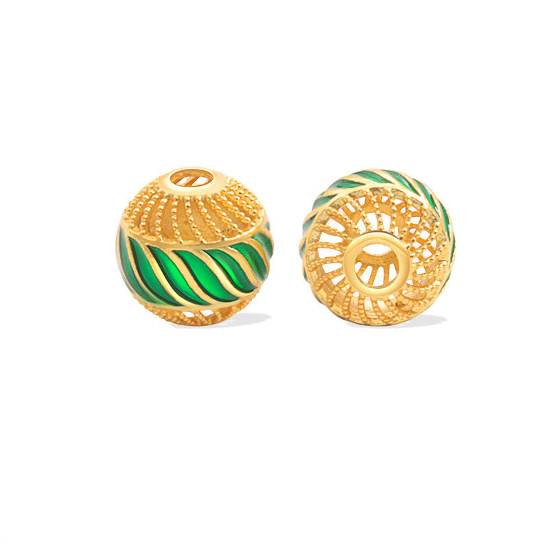 Wholesale S925 sterling silver ancient method sand gold dripping oil burning blue spacer beads