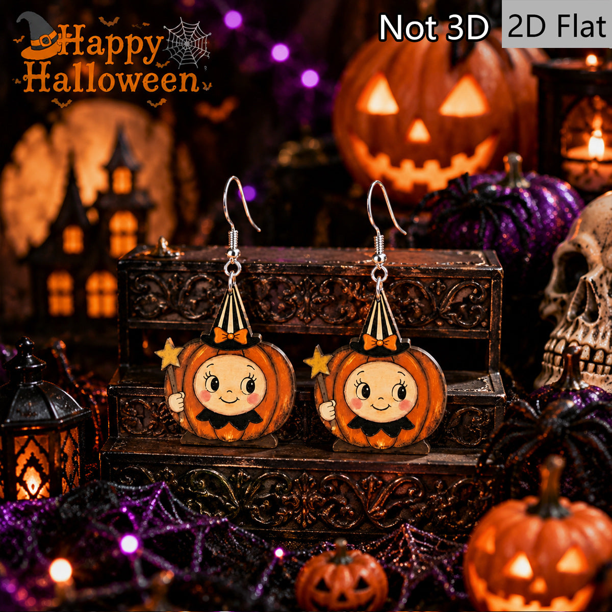 Wholesale Wooden Pumpkin Earrings  Retro Party Wear Jewelry Accessory For Women