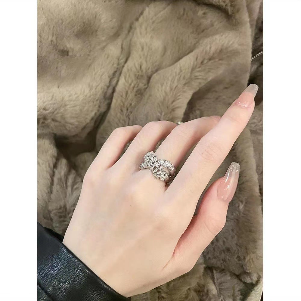 Wholesale Full Diamond Zircon Diamond Cross  Light Luxury Ring