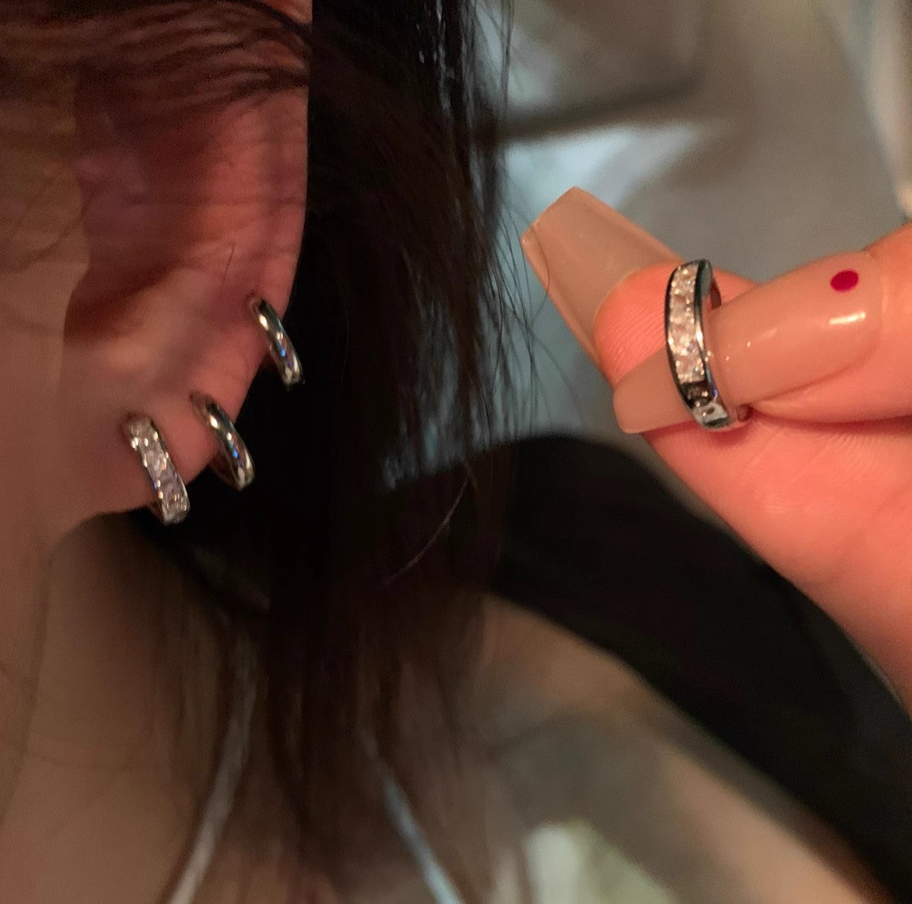 Wholesale Four-Piece Zircon Earrings Flash Diamond Earrings