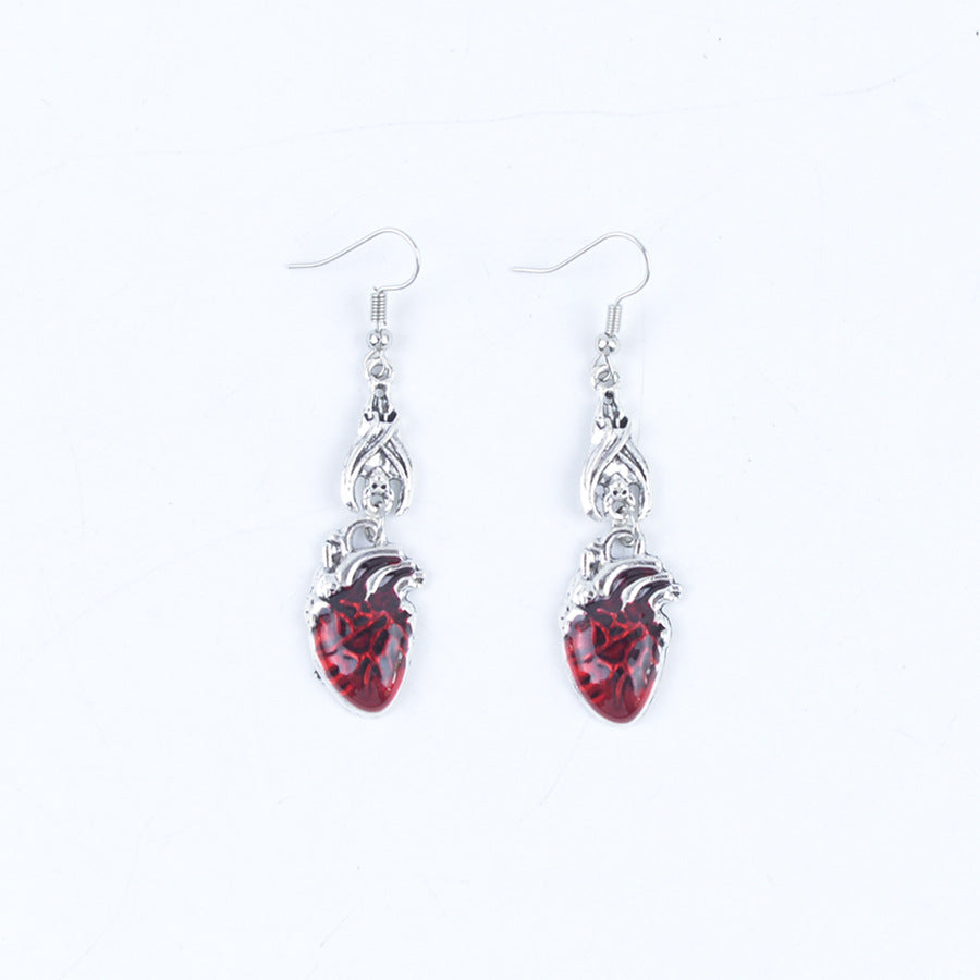 Wholesale Retro Bat Teardrop Ruby Jewelry Set  Earrings Necklace Fashion Accessory Gift