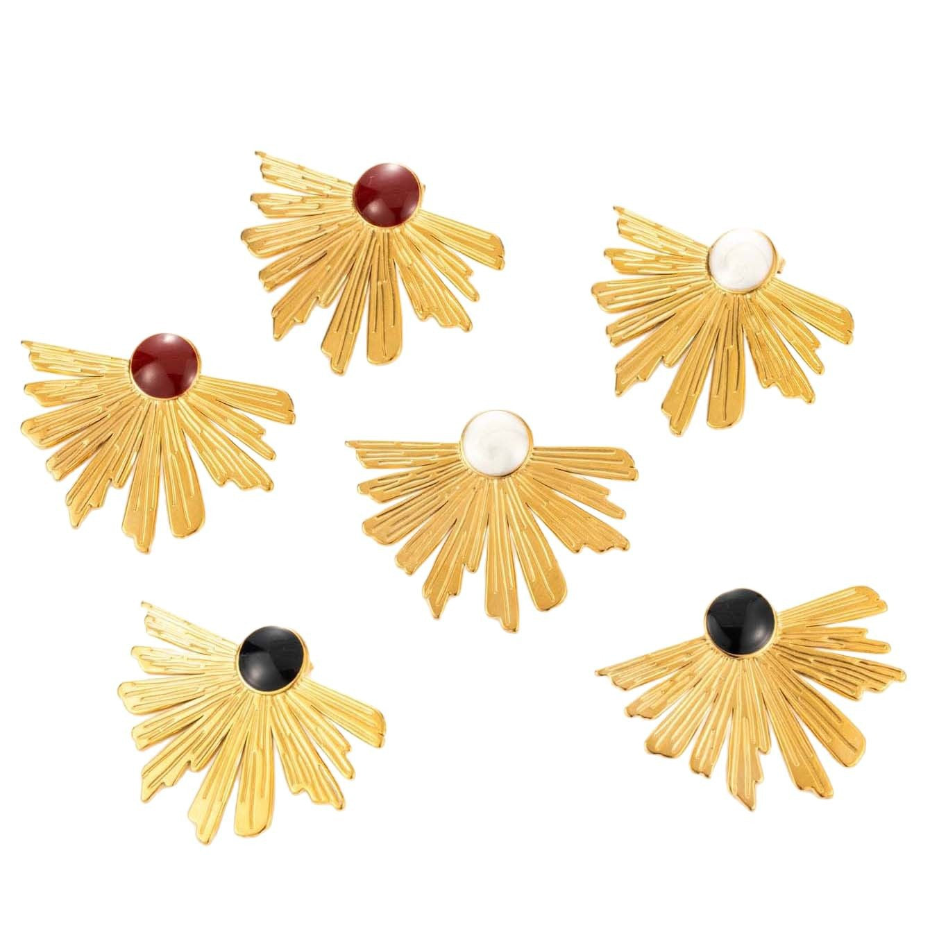 Wholesale  titanium steel irregular fan-shaped retro  earrings