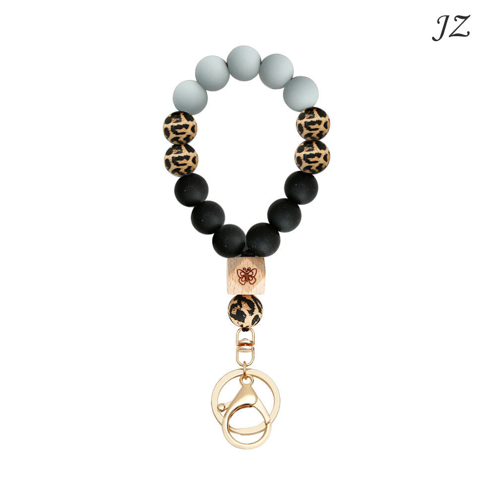 Wholesale Silicone Beads Butterfly Bracelet Bracelet Keychains Wristlet Keychain ACC-KC-Jinz005