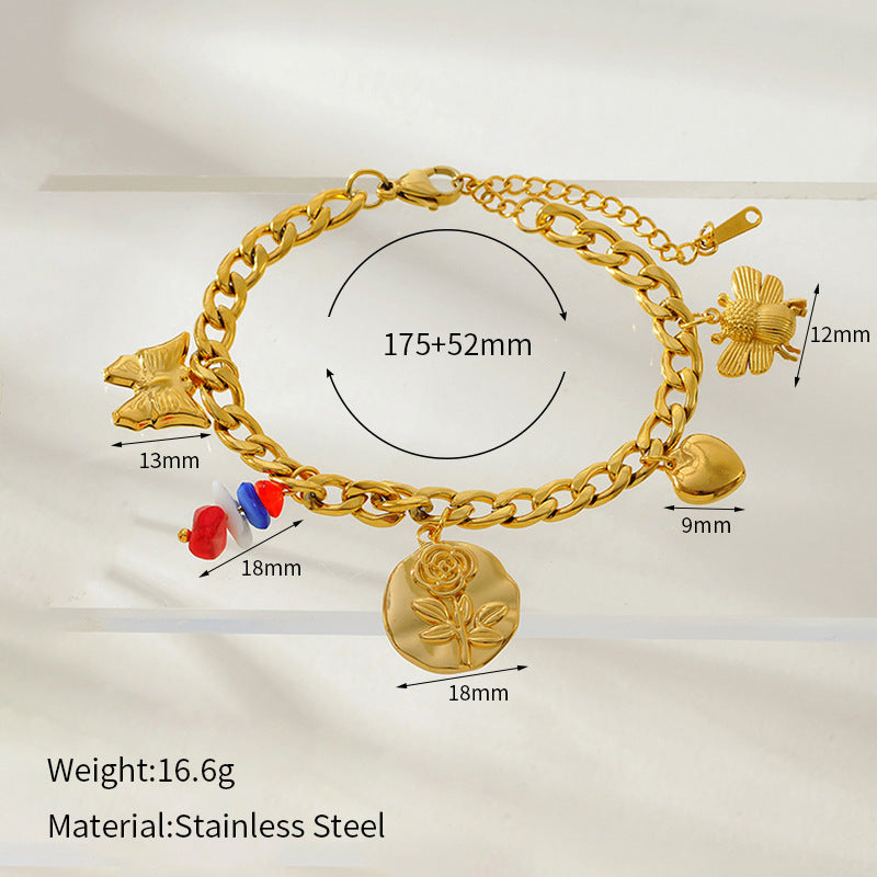 Wholesale  Flower Heart Stainless Steel Bracelet