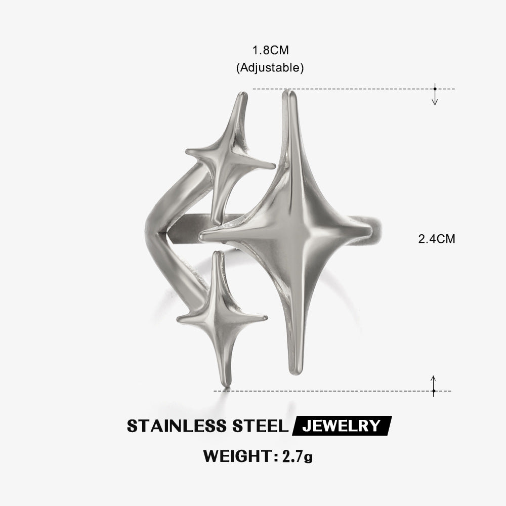 Wholesale Modern Star Opening Ring Stainless Steel Fashion Jewelry Accessory for Everyday Wear