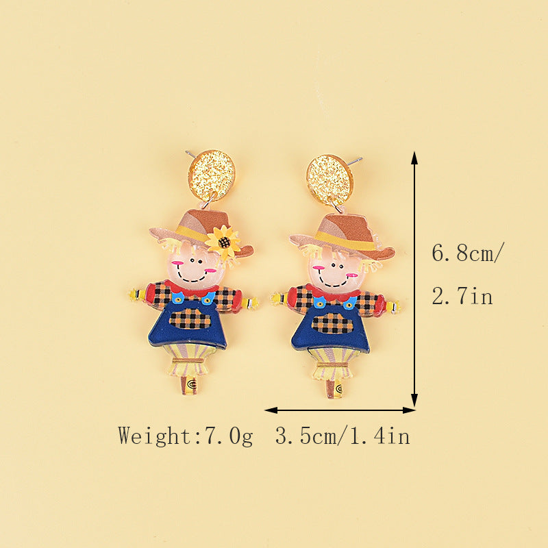 Wholesale Thanksgiving Earrings Scarecrow Autumn Maple Leaf Hat Pumpkin  Earrings