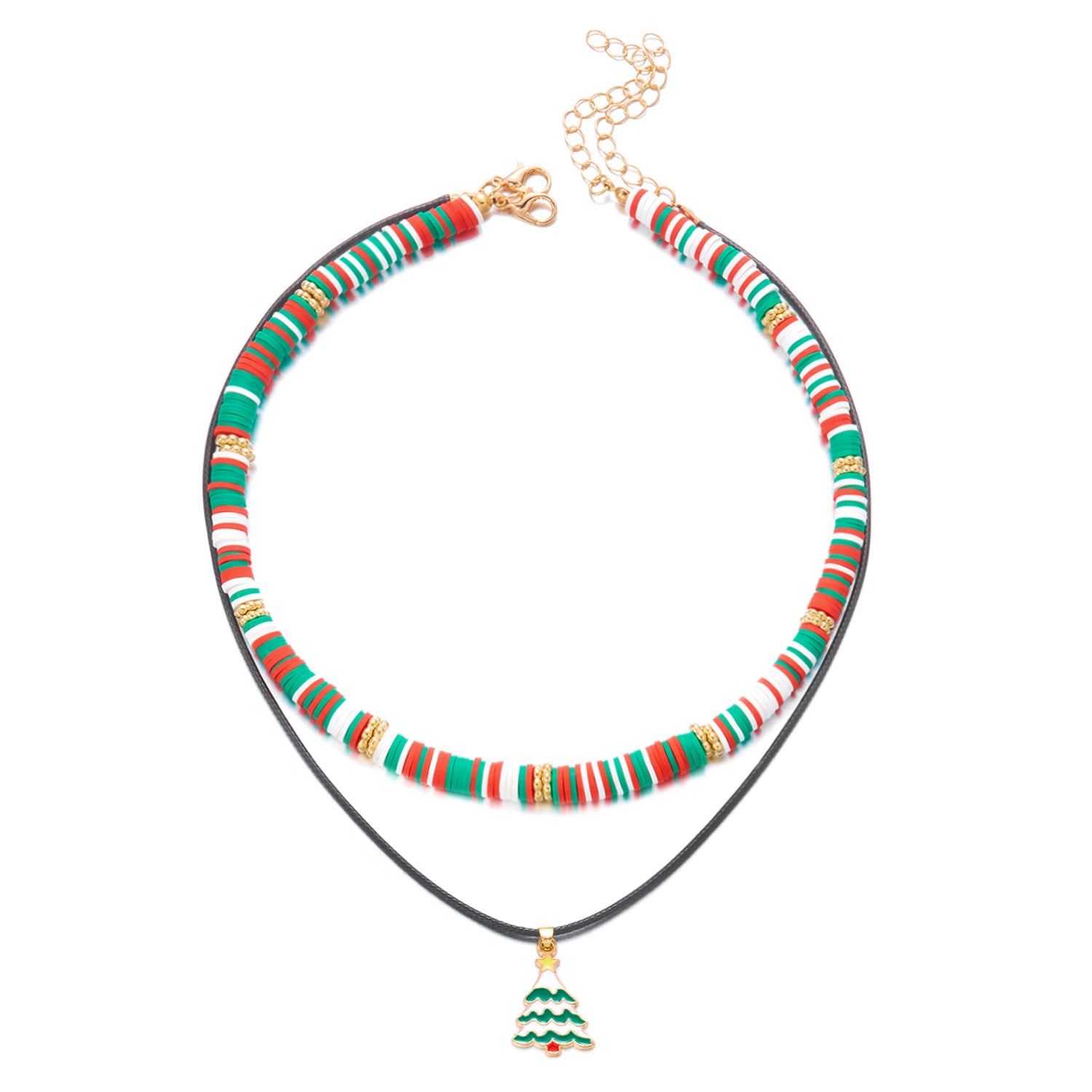 Wholesale Christmas cartoon Christmas tree snowman multi-layer necklace