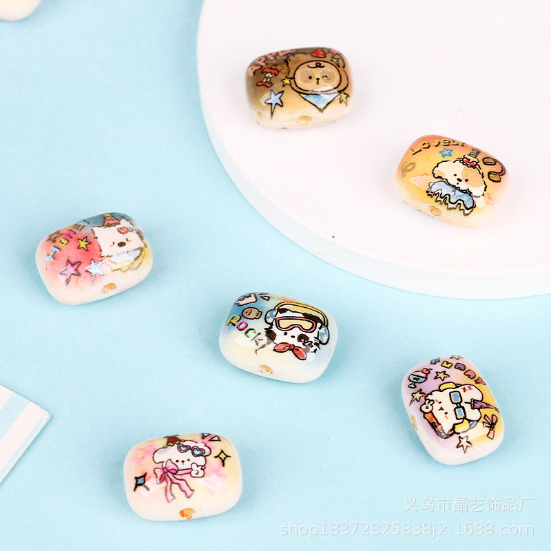 Wholesale random  10pcs Cute dog-shaped Focal Beads DIY Bead Accessories ACCVIP