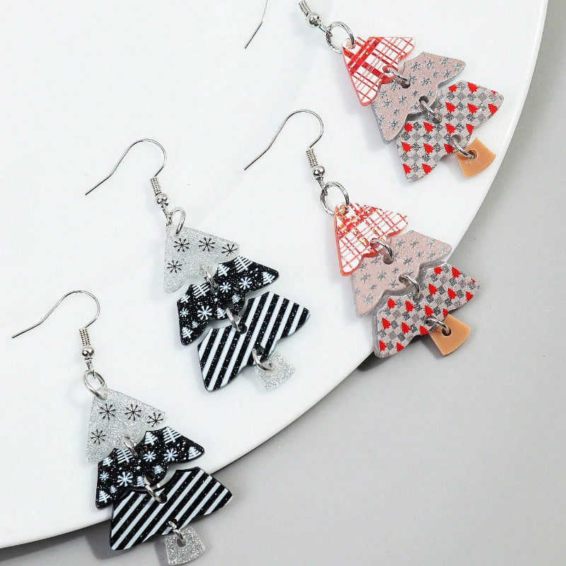 Wholesale Acrylic Christmas Tree Earrings - Colorful Party Jewelry Accessory for Women Gift