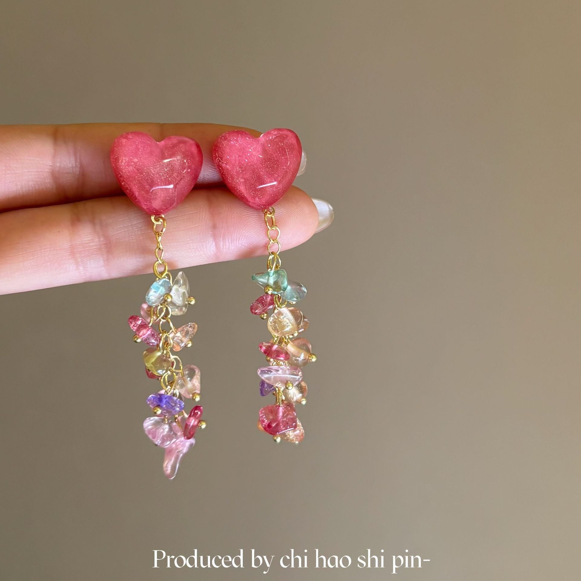 Wholesale Heart  Flower Tassel Earrings