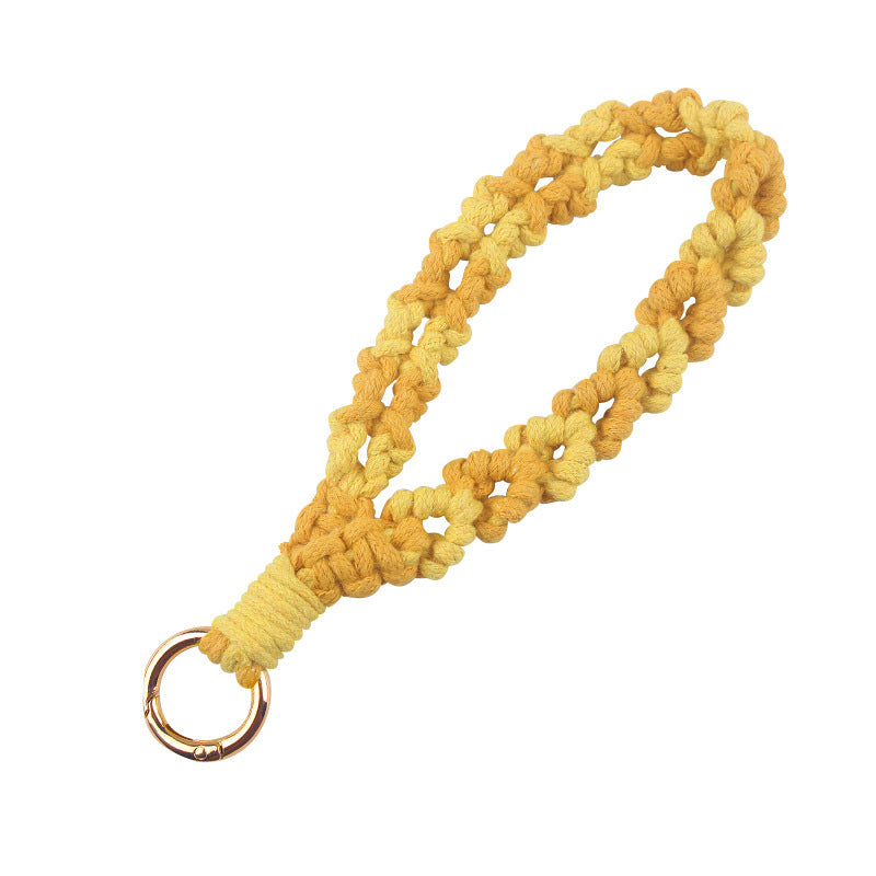 Wholesale  handmade woven leaf pattern lanyard keychain