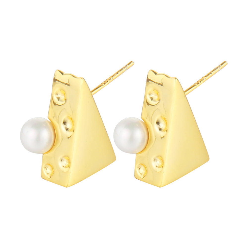 Wholesale Simple S925 Sterling Silver Inlaid Shell Pearl Cheese Earrings ACC-ES-YWE008