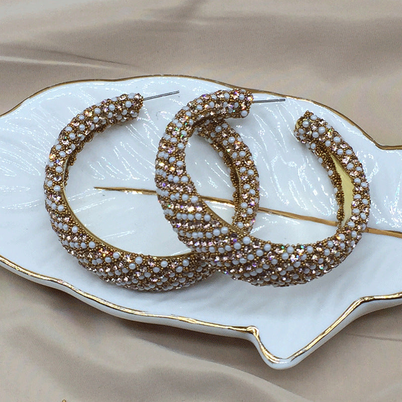 Wholesale Light Luxury Colored Glass Rice Bead Earrings ACC-ES-KangD004