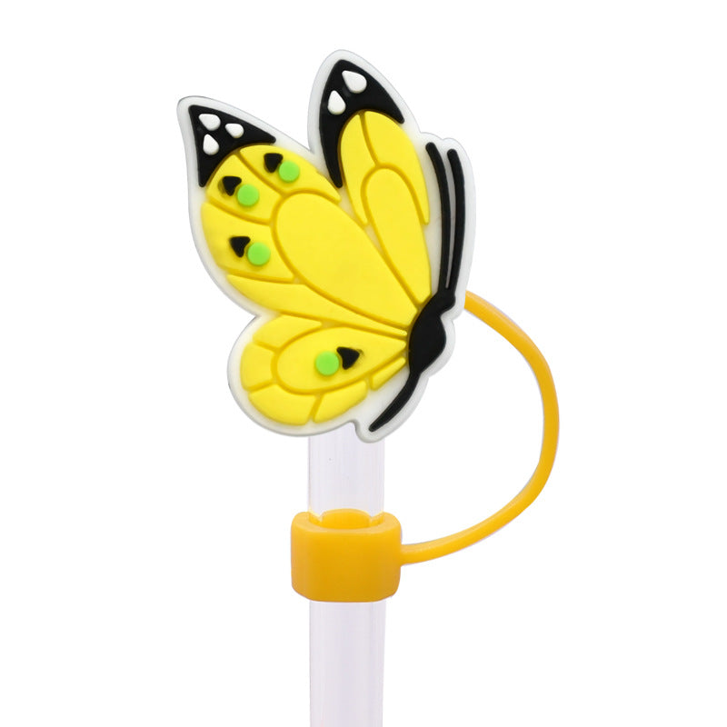 Wholesale Random 100pcs Butterfly Series 8/10mm PVC Soft Straw Tube Cap