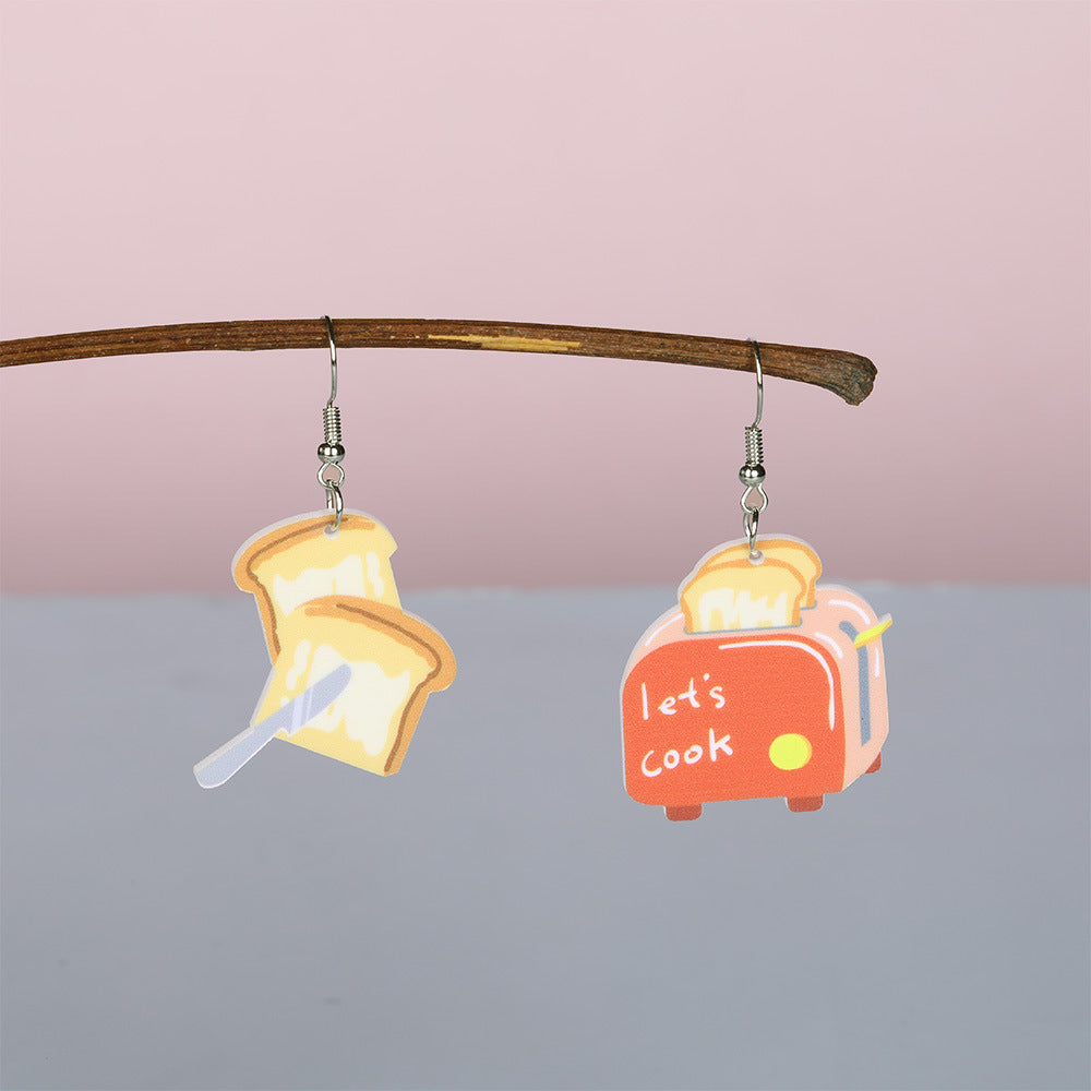 Wholesale  acrylic earrings  cartoon hamburger kitchen tableware modeling earrings