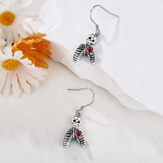 Wholesale Halloween Exaggerated Personality Heart Thoracic Ear Hook Earrings