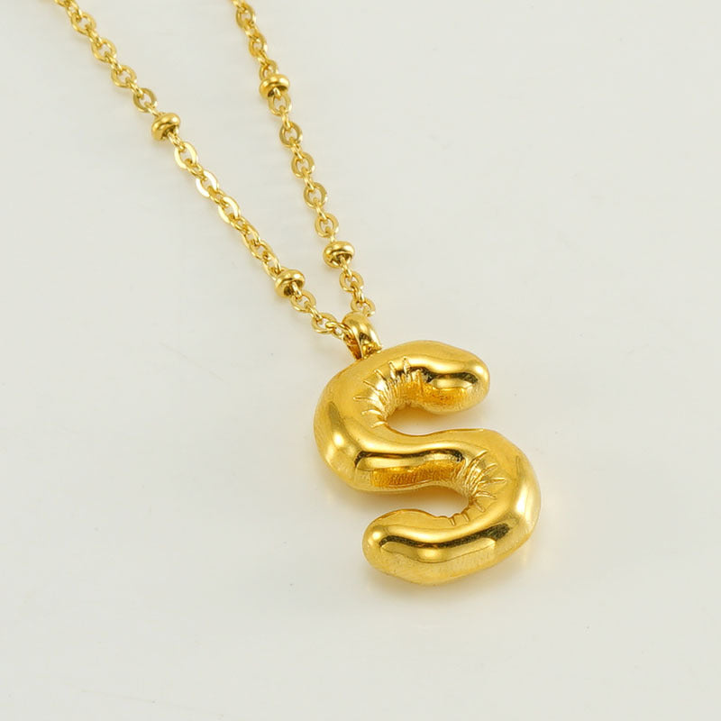 Wholesale  bubble letter necklace 18K stainless steel English letter pendant jewelry
