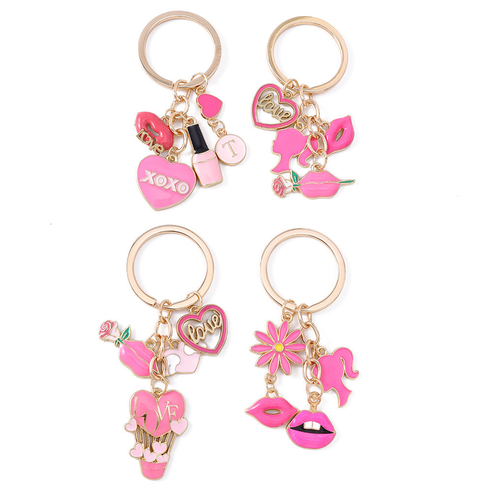 Wholesale Alloy Flower Lips Rose Heart Keychain