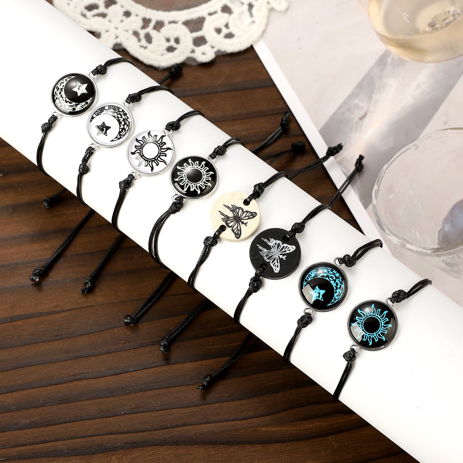 Wholesale  sun and moon lovers time gem luminous couple bracelet