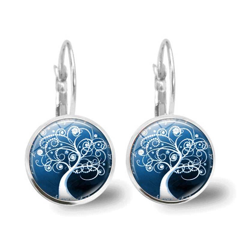 Wholesale Tree of Life Time Gemstone Earrings