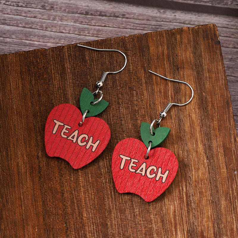 Wholesale  Border Letter Apple Earrings