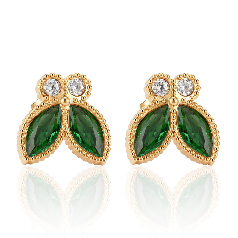 Wholesale Butterfly Cubic Zirconia Earring Set - 18K Gold Plated Stainless Steel,  Women' s Fashion Jewelry Accessory